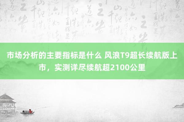 市场分析的主要指标是什么 风浪T9超长续航版上市，实测详尽续航超2100公里