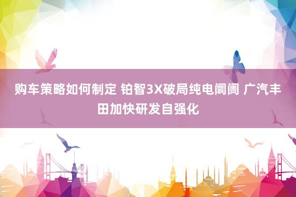 购车策略如何制定 铂智3X破局纯电阛阓 广汽丰田加快研发自强化