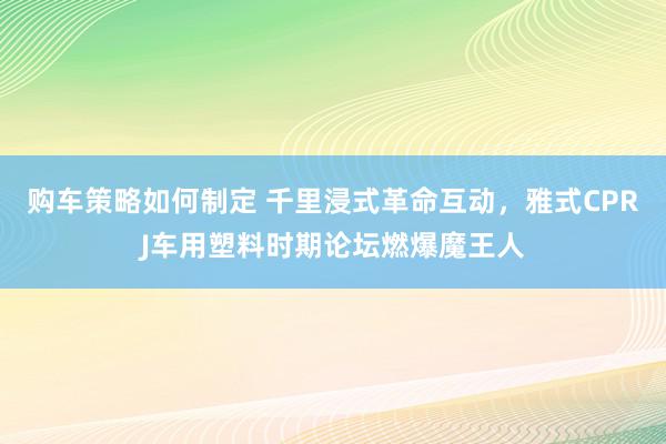 购车策略如何制定 千里浸式革命互动，雅式CPRJ车用塑料时期论坛燃爆魔王人