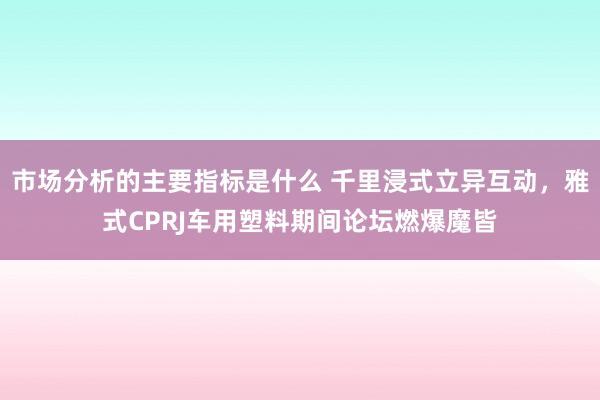 市场分析的主要指标是什么 千里浸式立异互动，雅式CPRJ车用塑料期间论坛燃爆魔皆