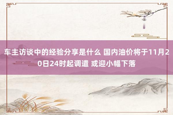 车主访谈中的经验分享是什么 国内油价将于11月20日24时起调遣 或迎小幅下落