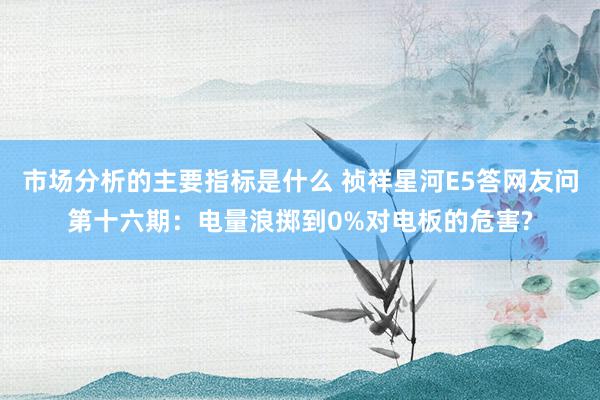 市场分析的主要指标是什么 祯祥星河E5答网友问第十六期：电量浪掷到0%对电板的危害?